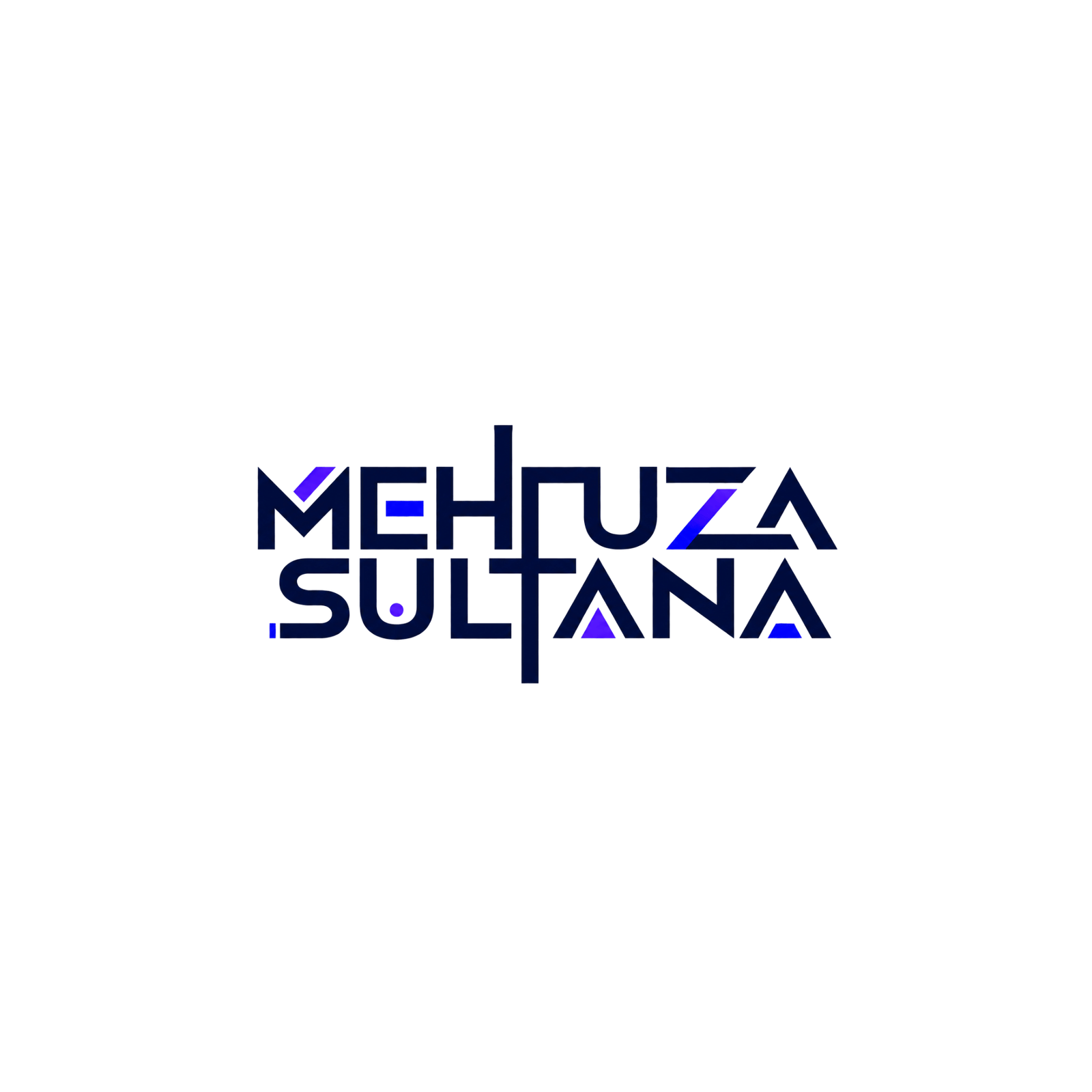 Mehfuza Sultana Brand Logo Description: Minimal and professional Mehfuza Sultana logo featuring a modern geometric typography style for personal branding and professional communication.