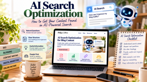 AI search optimization for blog content with clear answers, search intent, content structure, and people-first SEO