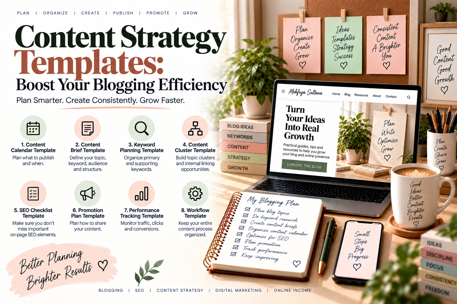 Content strategy templates for planning and organizing blog content